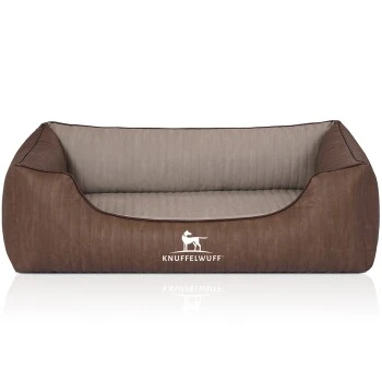 Knuffelwuff Orthopädisches Hundebett Outlander Aus Laser-gestepptem Kunstleder Braun/ Grau M-L 1 Knuffelwuff Orthopädisches Hundebett Outlander Aus Laser-gestepptem Kunstleder Braun/ Grau M-L