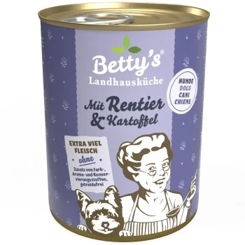 Betty's Landhausküche Mit Rentier & Kartoffel 6 X 400g Für Hund 1 Betty's Landhausküche Mit Rentier & Kartoffel 6 X 400g Für Hund