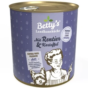 Betty's Landhausküche Mit Rentier & Kartoffel 6 X 800g Für Hund 1 Betty's Landhausküche Mit Rentier & Kartoffel 6 X 800g Für Hund