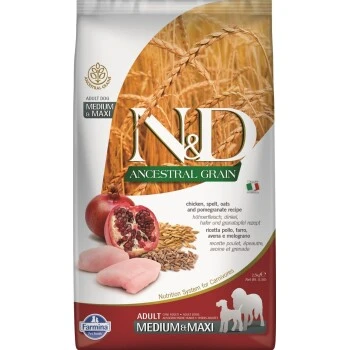 N&D Farmina FARMINA N&D Dog ANCESTRAL GRAIN Adult Medium/Maxi Huhn, Dinkel Und Granatapfel 12kg 2,5 Kg 1 N&D Farmina FARMINA N&D Dog ANCESTRAL GRAIN Adult Medium/Maxi Huhn, Dinkel Und Granatapfel 12kg 2,5 Kg