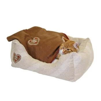 Kerbl Kuschelbett LOVE YOU Beige 47 Cm, 37 Cm, 17 Cm 2 Kerbl Kuschelbett LOVE YOU Beige 47 Cm, 37 Cm, 17 Cm – Bild 2