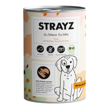 STRAYZ BIO 6x400g Pute Mit Kürbis, Fenchel & Reis 1 STRAYZ BIO 6x400g Pute Mit Kürbis, Fenchel & Reis