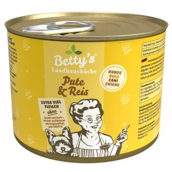 Betty's Landhausküche Pute & Reis 6 X 200g Für Hund 1 Betty's Landhausküche Pute & Reis 6 X 200g Für Hund
